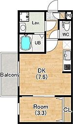 (仮称)ジーメゾン名古屋柳堀町 1DKの間取図画像