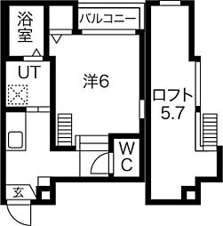トライデント新栄I 1階1Kの間取り