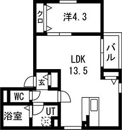 アークレジデンス中村日赤 302 3階1LDKの間取り