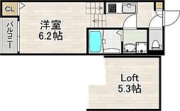 ハーモニーテラス切戸町III 1階1Kの間取り