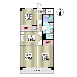 ハイツ荒川 3LDKの間取図画像