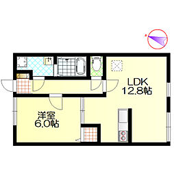 クレシア西谷 1LDKの間取図画像