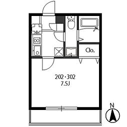 モダンプレイス横浜大口 1Kの間取図画像