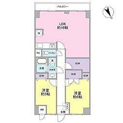 大和第一ビルラ・コスタ壱番館 2LDKの間取図画像