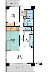 CASSIA横濱ガーデン山 2LDKの間取図画像