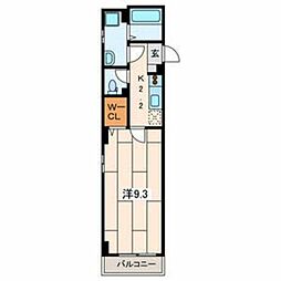 アルテール戸部 4階1Kの間取り