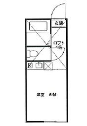 ユナイト横浜ミラネーゼの瞳 2階ワンルームの間取り