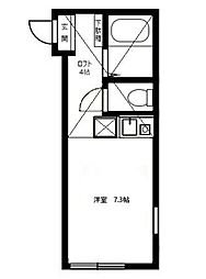 ユナイト横浜ミラネーゼの瞳 1階ワンルームの間取り