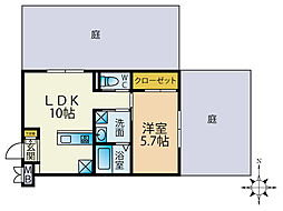 桂ドミール 1階1LDKの間取り