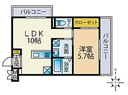 桂ドミール 2階1LDKの間取り