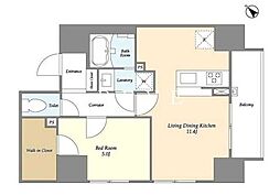 東京メトロ日比谷線 茅場町駅 徒歩5分の賃貸マンション 6階1LDKの間取り