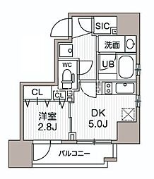 都営浅草線 蔵前駅 徒歩3分の賃貸マンション 2階1DKの間取り
