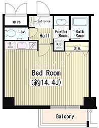JR山手線 恵比寿駅 徒歩16分の賃貸マンション 6階ワンルームの間取り