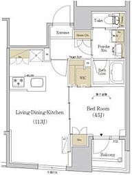 東京メトロ日比谷線 人形町駅 徒歩6分の賃貸マンション 10階1LDKの間取り