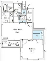 JR山手線 新橋駅 徒歩8分の賃貸マンション 11階1LDKの間取り