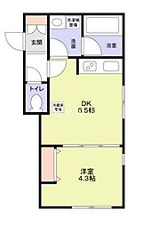 JR山手線 駒込駅 徒歩8分の賃貸マンション 1階1DKの間取り