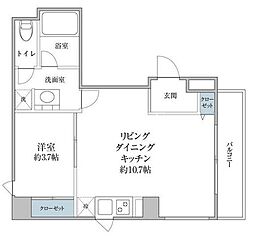 JR山手線 東京駅 徒歩15分の賃貸マンション 2階1LDKの間取り
