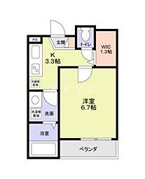 JR山手線 駒込駅 徒歩8分の賃貸マンション 3階1Kの間取り