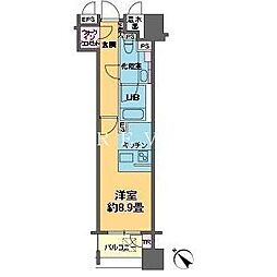 JR山手線 新橋駅 徒歩6分の賃貸マンション 10階ワンルームの間取り
