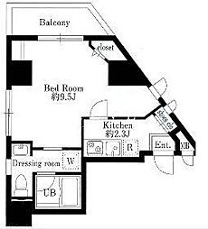 JR山手線 東京駅 徒歩10分の賃貸マンション 4階1Kの間取り