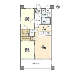 サンハイム鶴見B 2LDKの間取図画像