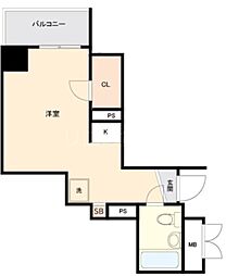 スカイコート川崎5 ワンルームの間取図画像
