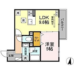D'Bless川崎 East 1LDKの間取図画像