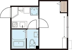 DEN鋼管通 1階1Kの間取り