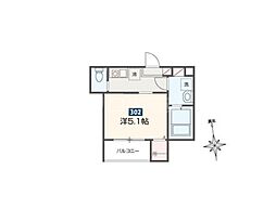 MELDIA鶴見小野 3階1Kの間取り