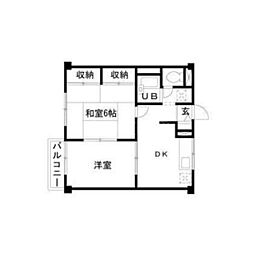 エステートピア四谷Ａ 3階2DKの間取り