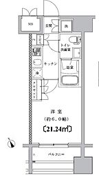 ライジングプレイス川崎 1Kの間取図画像
