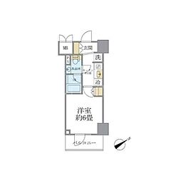 レスピール川崎 1Kの間取図画像