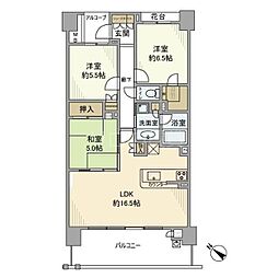 川崎サイトシティ2番館 3LDKの間取図画像