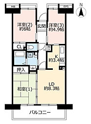 UR都市機構アーバンドエル瀬谷6号棟 3LDKの間取図画像