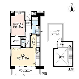 UR都市機構コンフォール明神台2-5号棟 1LDKの間取図画像