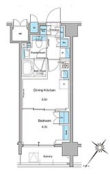 ルフォンプログレ西大井プレミア 1DKの間取図画像