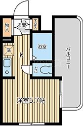スカイヒルズ羽田 ワンルームの間取図画像