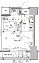 RELUXIA品川西大井 1Kの間取図画像