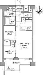 コンフォリア・リヴ大森西 5階2LDKの間取り