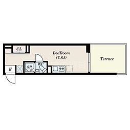 LOTUS TOGOSHIGINZA 3階ワンルームの間取り