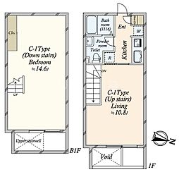グランドレジデンス目黒 1階1LDKの間取り