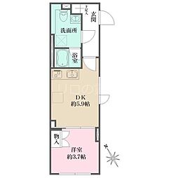 Ｆｉｋａ大井町 4階1DKの間取り