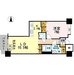 品川シーサイドビュータワーI 6階1LDKの間取り
