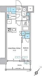 プレディアコート大森山王 9階1LDKの間取り