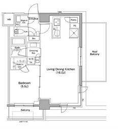 ザ・パークハビオ西大井 1LDKの間取図画像
