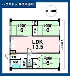 大和サニーハイツ高槻1棟 3LDKの間取図画像