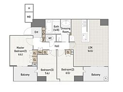 クレヴィアタワー中之島 3LDKの間取図画像