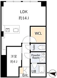 プラザ新大阪 1LDKの間取図画像