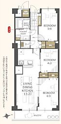 白鷺スカイハイツ 3LDKの間取図画像