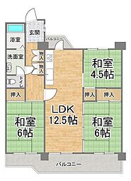 陵南住宅2号棟 3LDKの間取図画像